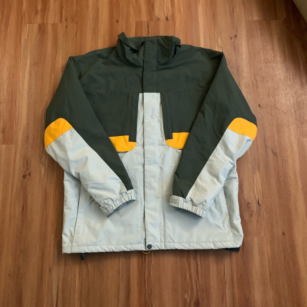 Burton Green, Light Gray & Yellow Colorblock Ski Jacket